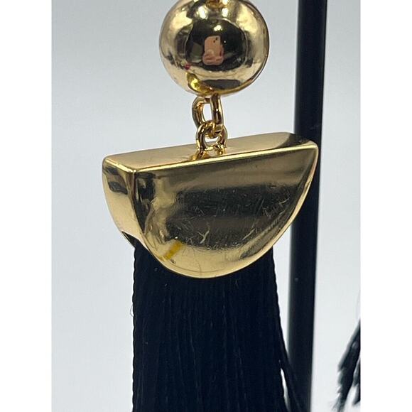 J. Crew Gold Tone Black Fringe Dangle Earrings - Picture 5 of 16